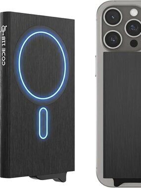 CODE 118 MagSafe Wallet Aluminum RFID Blocking Slim Minimalist Card Holder Black